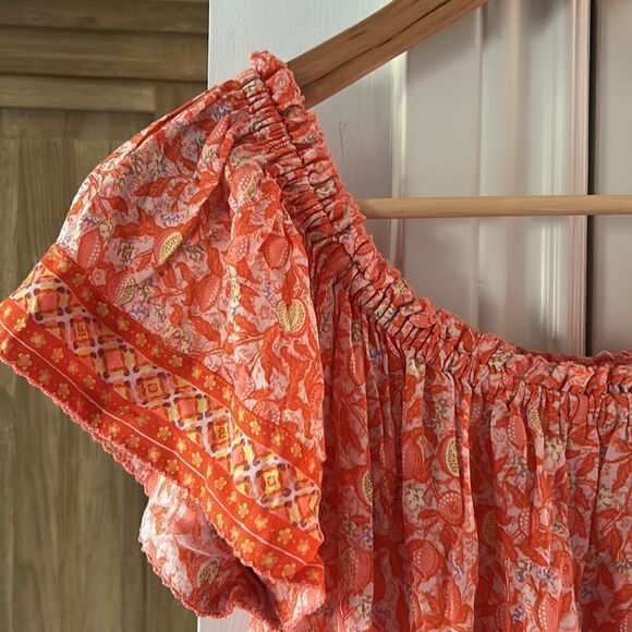 Poupette St Barth small off shoulder Camilla romper orange floral - Picture 6 of 14